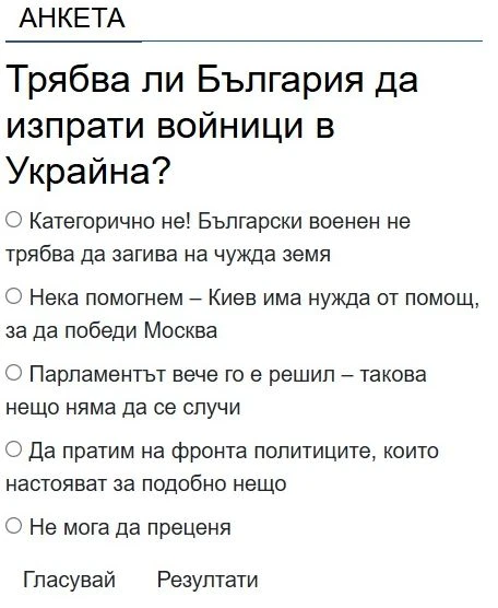 Сензационно проучване в БЛИЦ! Народът си каза думата за пращането на наши войници в Украйна