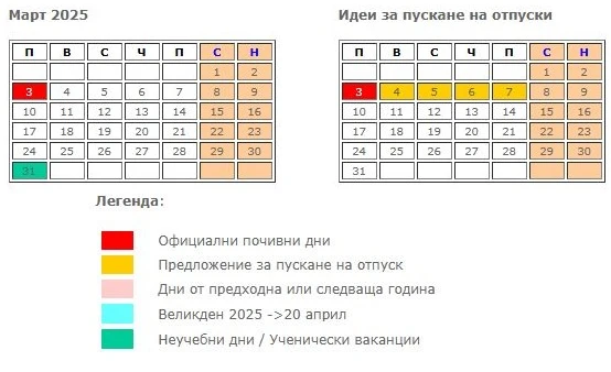 2 страхотни идеи за 3 март: Ето как можете да почивате 9 дни около празника ТАБЛИЦА