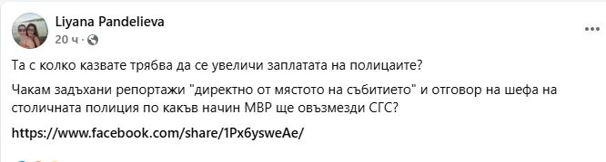 Панделиева беснее: Та с колко казвате трябва да се увеличи заплатата на полицаите?
