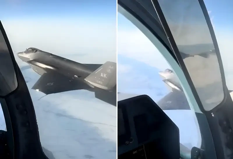 Екшън във въздуха: F-35 и Су-35 си бръснаха крилата ВИДЕО