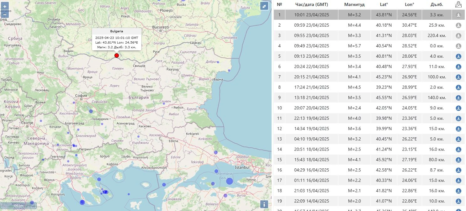 Извънредно: Земетресение удари и Горна Оряховица КАРТА