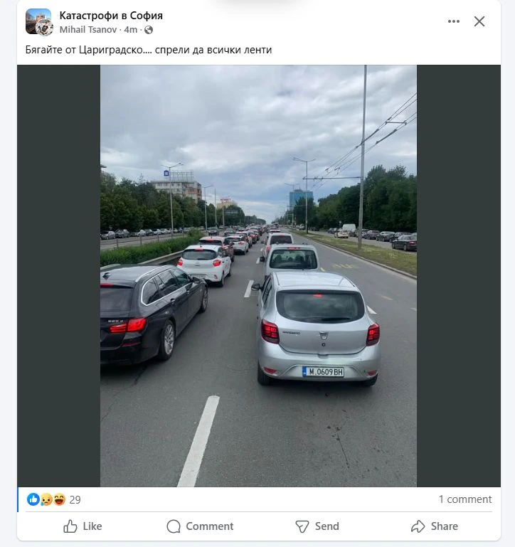 Блокаж в София, бягайте от този булевард СНИМКА